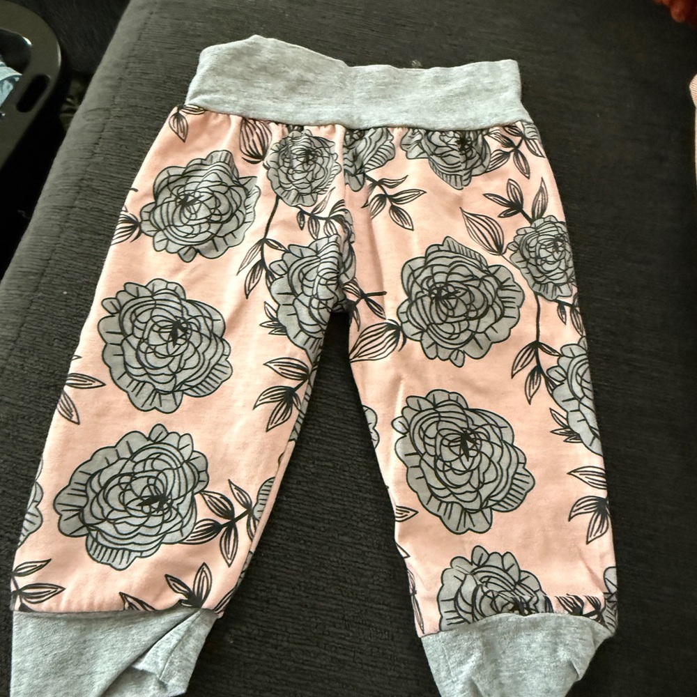Floral Kids Bottoms in Pink and Gray